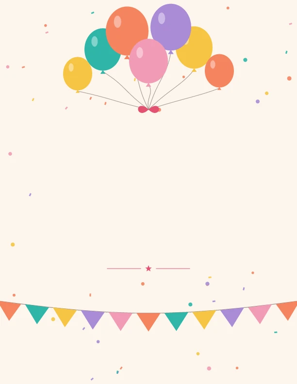 Cream party-themed planner cover with balloons above and a bunting border below