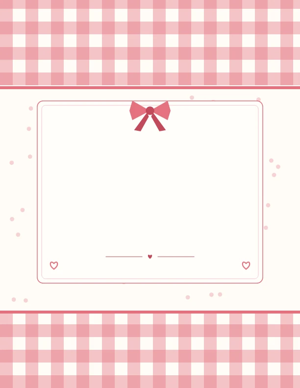 Pink gingham planner cover framing a blank panel with a small bow at the top