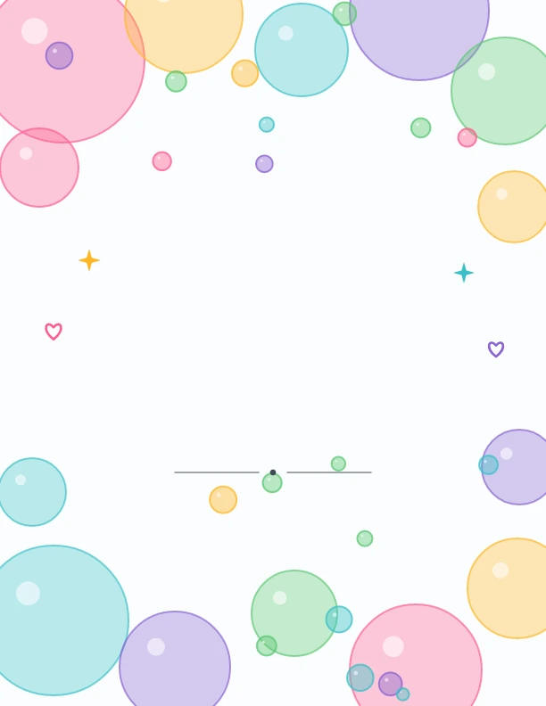 Cream planner cover with pastel bubbles and a blank central area