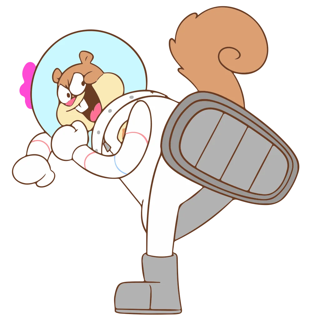 Small cartoon figure in pale clothing seated in a tall grey chair with pink and blue accents.
