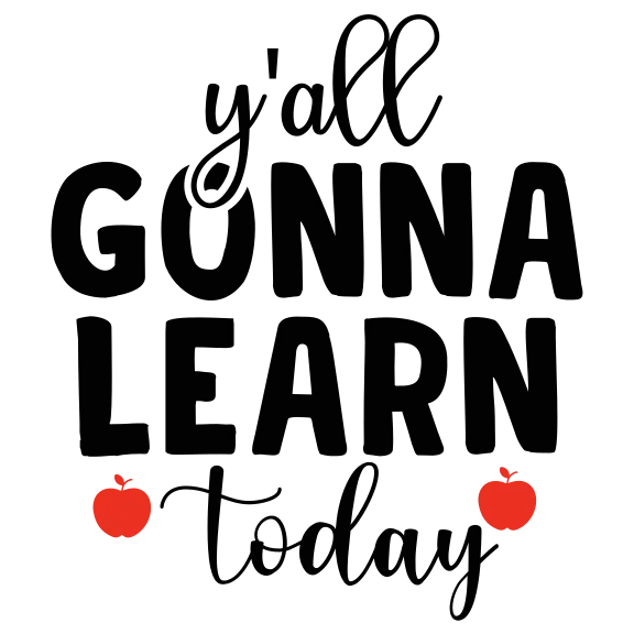 Stacked black lettering with small red apple and heart accents.