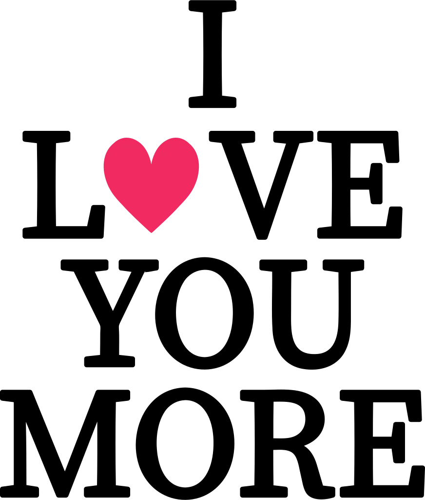 Black serif lettering arranged around a bright pink heart.