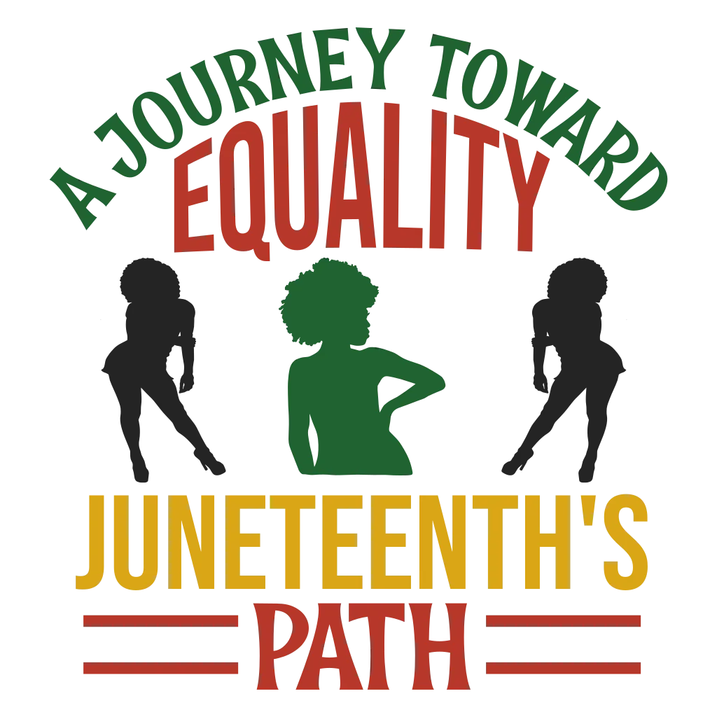 Green and gold lettering about equality above three human silhouettes.