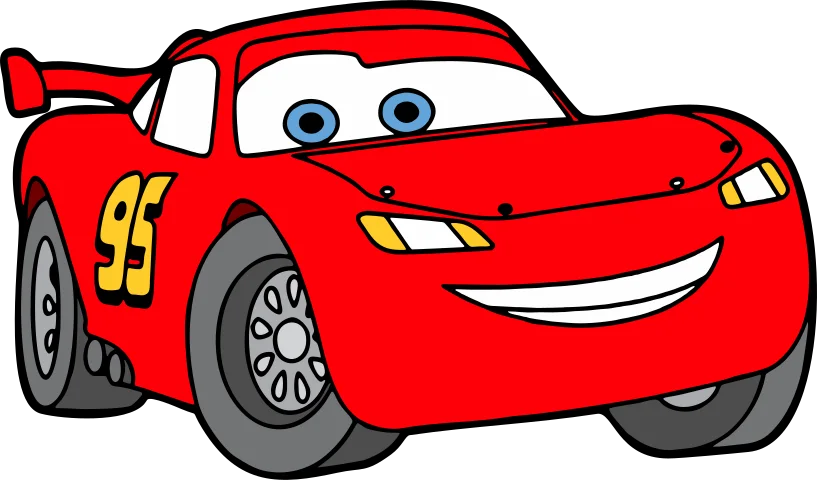 Smiling red cartoon race car with a white number 95 on its side.